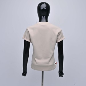 Camiseta de Mujer de Alta Calidad, Bordada, Manga Corta, Cuello Redondo, 95% Algodón, 5% Elastano, Color Sólido, Tejido de Punto, Personalizable, Informal, Verano - Product Image 2