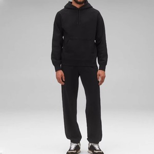 Ensemble sweat à capuche et pantalon de survêtement noir pour homme, coupe ample, décontracté, pour le sport et l'automne, avec cordon de serrage à la taille et poches latérales - Product Image 1