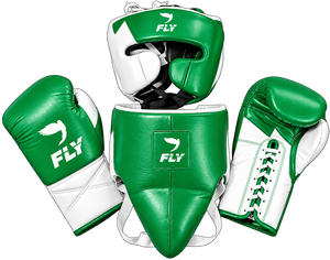 Fly Leather Boxing Gear Set Orange Lace Up Gloves Headgear <b>Groin</b> <b>Protector</b> for Adults - Product Image 3