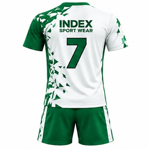 Conjunto de Camiseta y Pantalones Cortos de Fútbol Sublimados en Verde y Blanco para Hombre, Transpirables, Número 7, Marca Index Sport Wear - Product Image 2