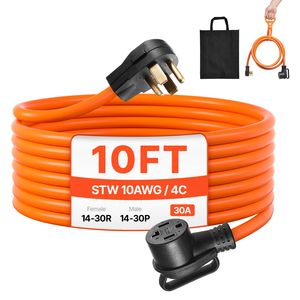 Cavo di prolunga per asciugatrice da 3 metri, NEMA 5-15P a 4 poli, 14/30P, 14/30R, 30A, con cavo in rame puro STW 10AWG/4C, per NEMA 14-30P e 14-30R - Product Image 4