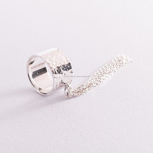 Anillo de declaración grueso de Plata de Ley 925 al por mayor, joyería de moda de banda ancha texturizada para mujer, cadena de tendencia, fiesta de boda - Product Image 2