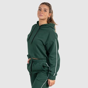 Sudadera con Capucha para Mujer, Corta, Holgada, de Manga Larga, Tejida, 100% Algodón, Color Sólido, Ropa Casual de Invierno con Bordado 3D - Product Image 2