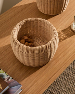 Panier de rangement rond en rotin style bohème, fait main, en osier, pour fruits, collations, jouets, décoration de salon, cuisine, table, maison - Product Image 4