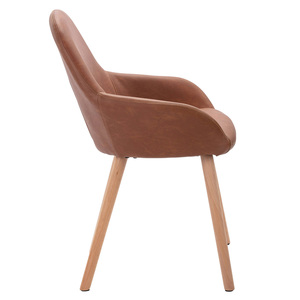 Chaises de salle à manger de style moderne du milieu du siècle, pieds en bois, revêtement en simili cuir marron rouille, chaise de restaurant - Product Image 2
