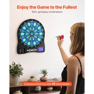 Tablero de Dardos Electrónico Iluminado por LED con 48 Juegos y Más de 500 Variaciones, Incluye 6 Ejes y Plumas para Dardos - Product Image 2