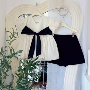 Custom Elegant Bow Tie Blouse with High Waist Skirt Set Women Fashion <b>Two</b> <b>Piece</b> Set Casual Wear - Product Image 1