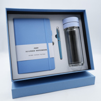 Coffret Cadeau Best-Seller Carnet A5 Effet Cuir avec Bouteille en Verre à Double Paroi et Stylo pour Usage Professionnel, Corporatif et Clients B2B