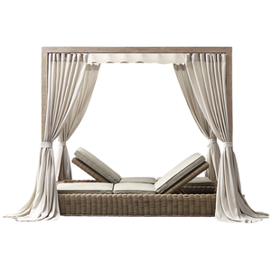 Cama de Día de Lujo para Exteriores The Langham Signature Collection, Ratán Sintético con Cortina, Estilo Moderno y Minimalista para el Borde de la Piscina - Product Image 3