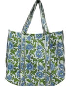 Sac fourre-tout en coton fleuri avec poignée d'épaule |   Sac de shopping écologique pour femmes, imprimé à la main, de haute qualité, un chef-d'œuvre artisanal