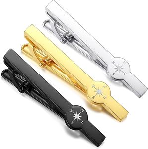 Rectangular Tie <b>Clip</b> With Compass Design In Black Gold And Silver Colors Material Crystal - Product Image 1