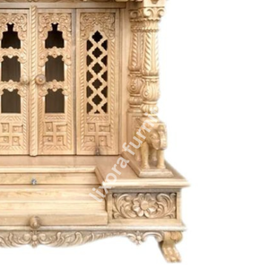 Luxury Handcrafted Traditional Ornate Solid Wood Home <b>Mandir</b> Grand Elephant Peacock Carved Pooja Ghar Temple Diwali Wedding - Product Image 4