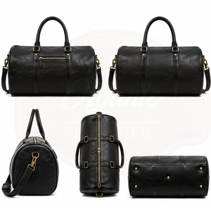 Bolsa de Viaje de Cuero Genuino Negro Premium para Hombre - Bolsa de Gimnasio de Gran Capacidad para Fin de Semana - Product Image 4