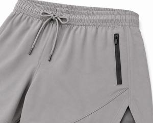 Shorts Bermuda Gris en Polyester pour Homme, Taille Mi-Haute, Cordon de Serrage, Séchage Rapide, Écologique, Imperméable, Style Sportif avec Poche Zippée - Product Image 4