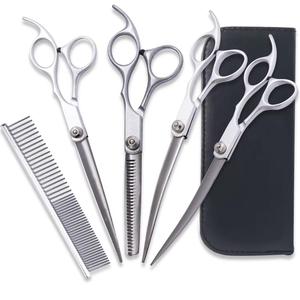 Kit de ciseaux de coiffure et de toilettage pour animaux de compagnie en acier inoxydable, pour la coupe et l'éclaircissement des poils, design élégant - Product Image 1