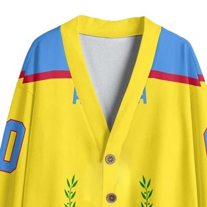 Sorority Casual Varsity <b>Cardigan</b> <b>Sweater</b> Embroidered Letters Front Knitted Women's Merino Wool Blend Three-Quarter Crew Autumn - Product Image 5