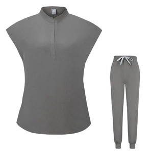 Nouveaux uniformes d'hôpital respirants en rayonne tissée, blouses médicales zippées unisexes, pantalons d'infirmière à manches courtes avec logo personnalisé - Product Image 1