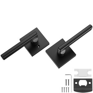 Maniglia per Porta Passaggio Nera Opaca, 1 Pezzo, Reversibile Destra/Sinistra, Rotazione 45°, Senza Blocco - Product Image 1