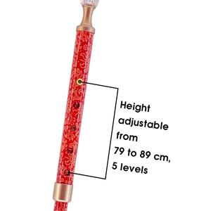 Bastón portátil de aleación de aluminio de cinco pliegues con eje de tela decorativa y Punta antideslizante Capacidad de carga de 110kg para rehabilitación - Product Image 3