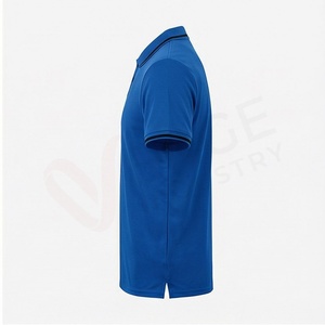 Men's <b>Blue</b> Short Sleeve <b>Polo</b> <b>Shirt</b> 100% Polyester Knitted Quick Dry Solid Casual Regular Fit Button Design - Product Image 3
