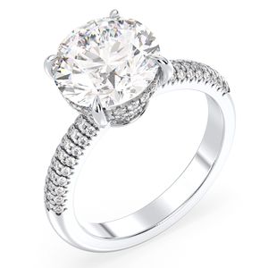 Anneaux en argent sterling 925 avec moissanite ronde de 4 carats, prix de gros REYES Factory, pour femmes, cadeau de mariage, bijoux fins - Product Image 2