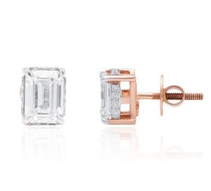 Joyería de diamantes cultivados en laboratorio, aretes de oro rosa de tamaño regular, ligeros, elegantes, joyería fina para mujer. - Product Image 6