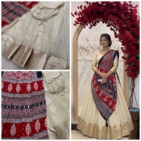 Lehenga de viscosa y seda con dupatta de sari Ajrakh, conjunto de dos blusas, colección de ropa tradicional para bodas y festivales