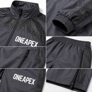 Ensemble de survêtement gris anthracite pour homme, veste coupe-vent légère et pantalon avec empiècements en mesh, tenue de sport, streetwear, deux pièces - Product Image 5