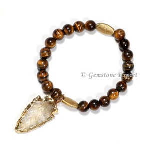 กำไลข้อมือพลอยไทเกอร์อายพร้อมจี้รูปลูกศร เครื่องประดับแฟชั่นคริสตัล - Product Image 1