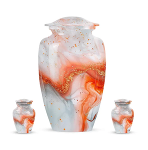 Aluminum Adult Cremation Urn Memorial <b>Ashes</b> Vessel Custom Color Commemoration Container With Velvet Pouch - Product Image 4