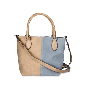 Sac fourre-tout en toile imprimée moderne et réglable avec garniture en cuir vert olive, résistant à l'eau, écologique, cadeau promotionnel - Product Image 4