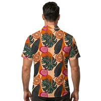 Heren Hawaiiaans overhemd met tropische fruitprint, 100% katoen, ademend, milieuvriendelijk, sneldrogend, zomer, strandvakantie, Aloha, knoopsluiting, casual