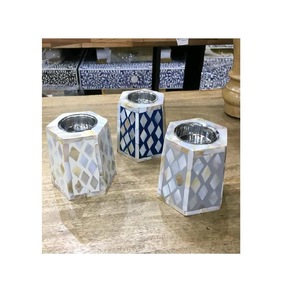 Handmade Mother of Pearl Inlay Eco-friendly Custom Printing <b>Tea</b> <b>Light</b> Holder Decorative <b>Scented</b> Candle Vessel Gift - Product Image 5