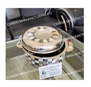 Mother Pearl Inlay Stainless Steel Casserole <b>Bowl</b> <b>with</b> <b>Lid</b> Novelty Serving Dish for Kuwait Oman UAE Qatar Dubai - Product Image 4