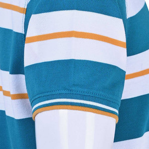 Polo à manches courtes rayé pour homme, coupe classique, style décontracté, tissu tricoté, bleu, blanc, orange, nouvelle conception pour homme - Product Image 5