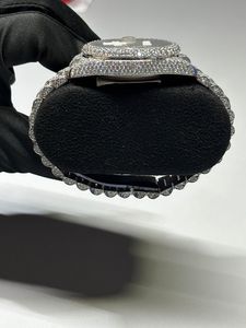 Reloj de Diamantes en Oro Blanco con Esfera Blanca Árabe para Exportación, Reloj de Diamantes Estilo Hip Hop, Regalo Unisex - Product Image 3