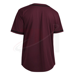 เสื้อเบสบอลสีน้ำตาลแดง แขนสั้นสำหรับผู้ชาย ติดกระดุมด้านหน้า ทรงปกติ ระบายอากาศได้ดี ผลิตจากโพลีเอสเตอร์ สีพื้น ใส่ได้ทุกฤดู - Product Image 2