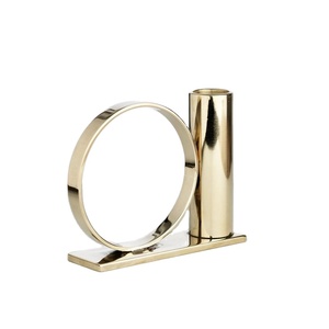 Bougeoir bague en or moderne bougeoir en métal décoratif Design minimaliste fête de mariage table élégante décoration de la maison cadeau - Product Image 1