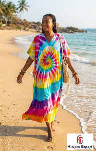 Women Printed <b>Kaftan</b> Dress Lightweight Comfortable <b>Beach</b> Wear Loose Fit Elegant Style Bulk Supply for Brands - Product Image 3