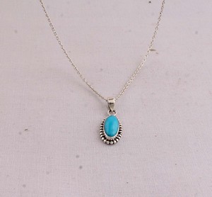 Pendentif en turquoise naturelle, bijoux en argent sterling 925, pendentif en pierre précieuse fait main, style vintage, collier ovale en turquoise bleue - Product Image 1