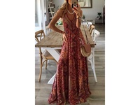 Robe longue d'été florale en soie, style Y2K, taille unique, sans manches, à pois tropicaux, lavable, respirante, pour les vacances, longueur ras du sol