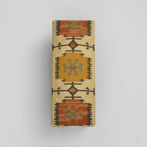 Banco Kilim de Yute y Lana Hecho a Mano con Patas de Madera Maciza – Banco Otomano Tapizado de Lujo - Product Image 5