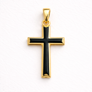 Bijoux souvenirs religieux pas chers, cadeaux personnalisés, petit pendentif croix en émail plaqué or. - Product Image 3