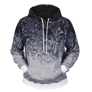 Sudadera con Capucha para Hombre, Estampado de Cristales Azules, Corte Regular, Informal, Verano, Poliéster, Tejido de Punto, con Bolsillo - Product Image 1