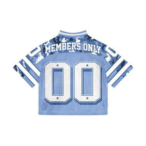 เสื้อยืดคอกว้างพิมพ์ลายสกรีนแบบกำหนดเอง แห้งเร็ว ทรงโอเวอร์ไซส์ สตรีทแวร์ เสื้อยืดทรงบ็อกซี่ ผ้าตาข่าย สำหรับเล่นฟุตบอล - Product Image 6