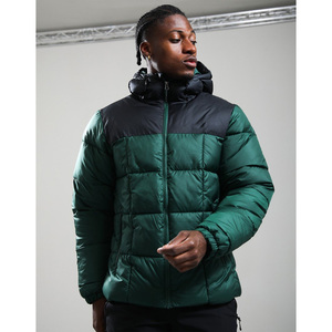 Chaqueta de Invierno Acolchada para Hombre, con Capucha, Logotipo Frontal, Diseño Color Block, Relleno de Algodón - Product Image 3