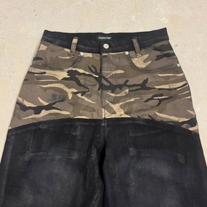 Pantalones de mezclilla vintage para hombre con efecto lavado y detalles de cuero, corte ajustado casual - Product Image 4