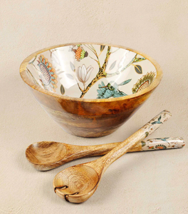 Moderna y Clásica Tazón de Madera para Ensaladas y Frutas, Decorativa, con Estampado Esmaltado, para Restaurantes y Hoteles, Procedente de la India - Product Image 5