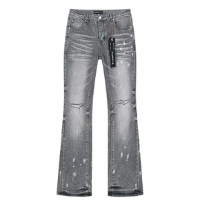 Jeans de Mezclilla Ajustados de Cintura Alta para Mujer, Estilo Vintage Desgastado, Formales, Largos, Transpirables, Ajustados, de Algodón, para Otoño - Product Image 1