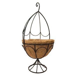 Jardinière suspendue moderne en métal avec chaîne noire et plateau pour plantes vertes d'intérieur et d'extérieur - Product Image 4